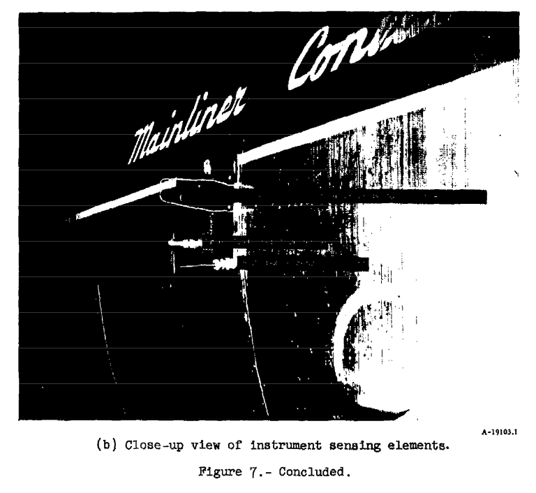 Figure 7 from NACA-RM-A54I23. Close-up view of instrument sensing elements.